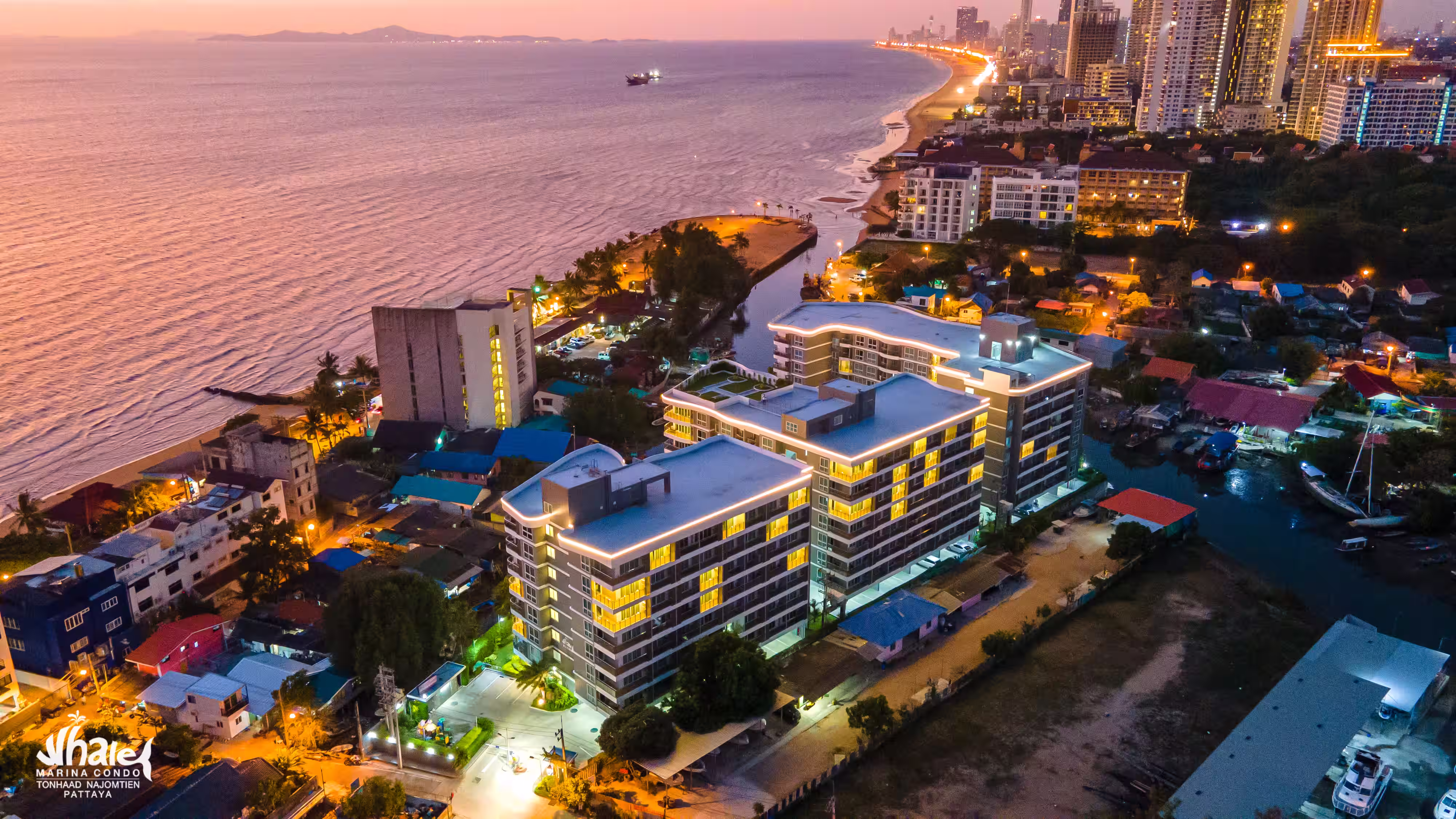 Panoramic view of Whale Marina Condo from above